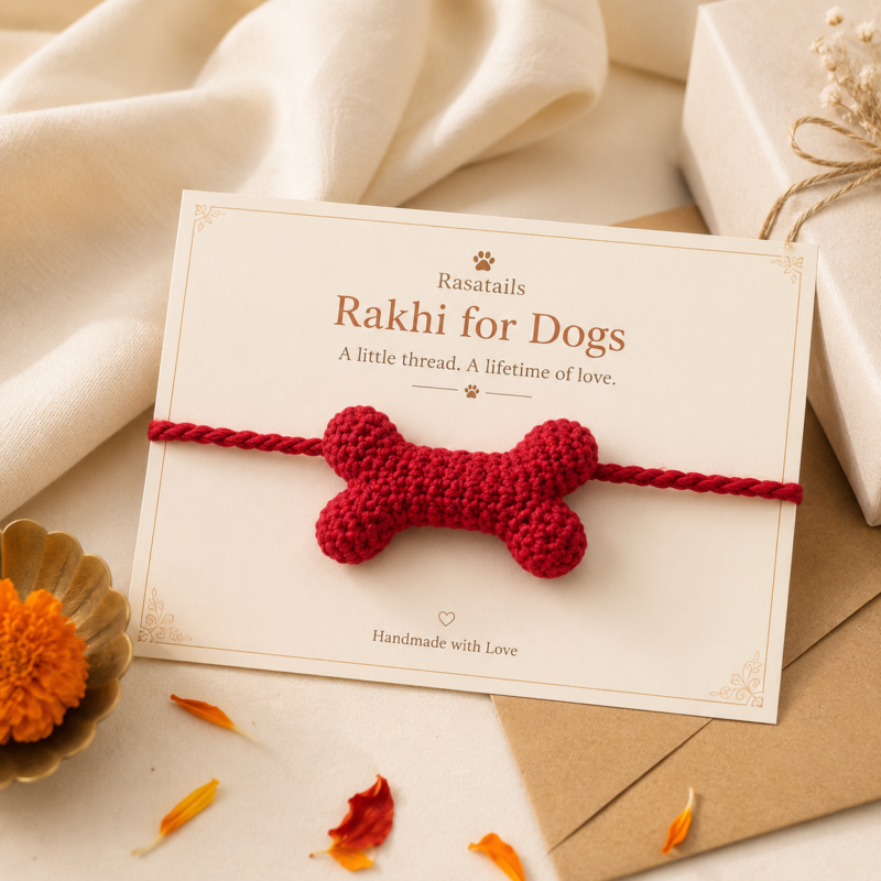 Bone Shape Rakhi - Red