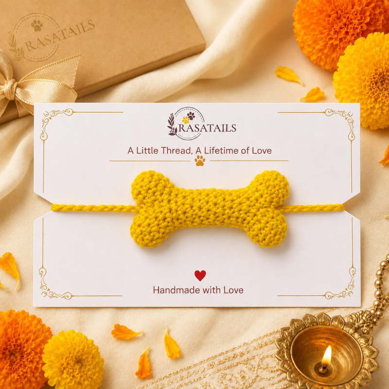 Bone Shape Rakhi - Yellow