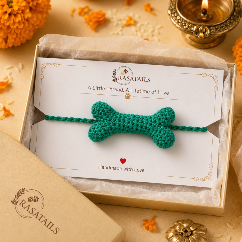 Bone Shape Rakhi - Green