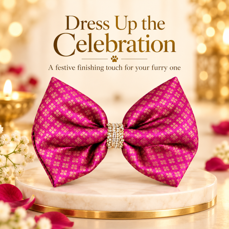 Rani Adaa — Pink Floral Silk Dog Bow Tie