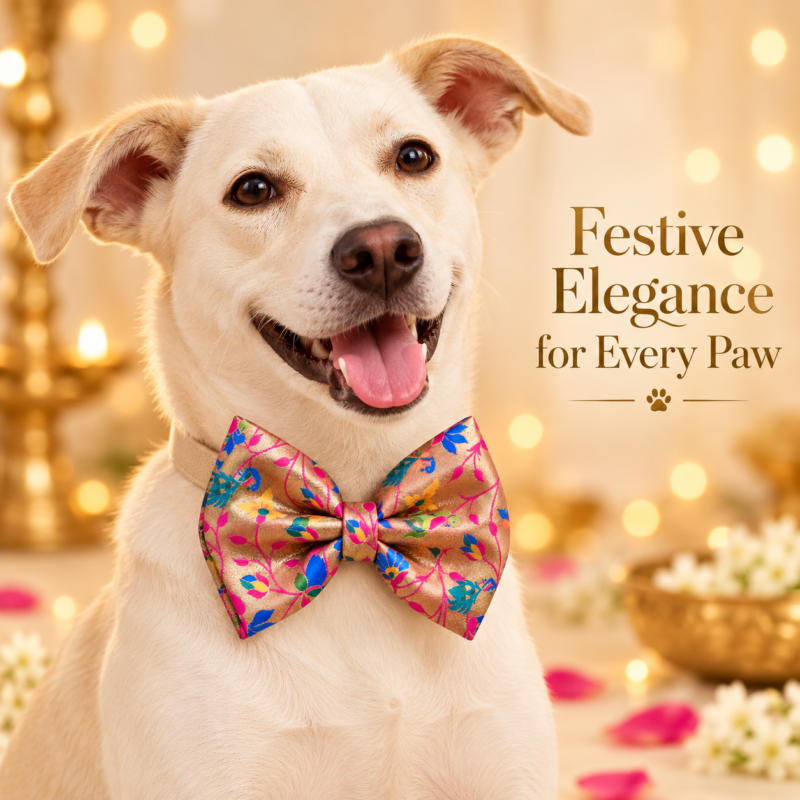 Paithani Shaan — Authentic Paithani Silk Dog Bow Tie